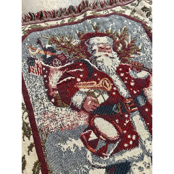 Goodwin Weavers Christmas Santa Woven Tapestry Throw Blanket 4’ x 5’ - Picture 2 of 5